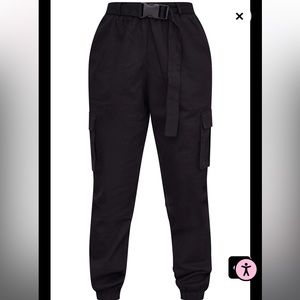 Pretty Little Thing Black Utility Buckle Belt Sweatpants. Perfect condition.🖤🔥